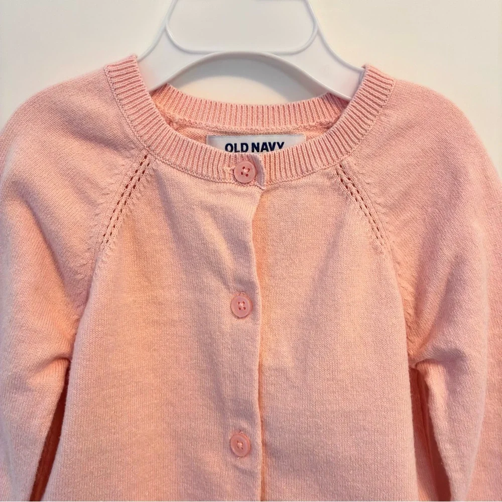Old Navy Toddler Girl Button-Front Cardigan Sweater Pink & Floral Leggings 3T